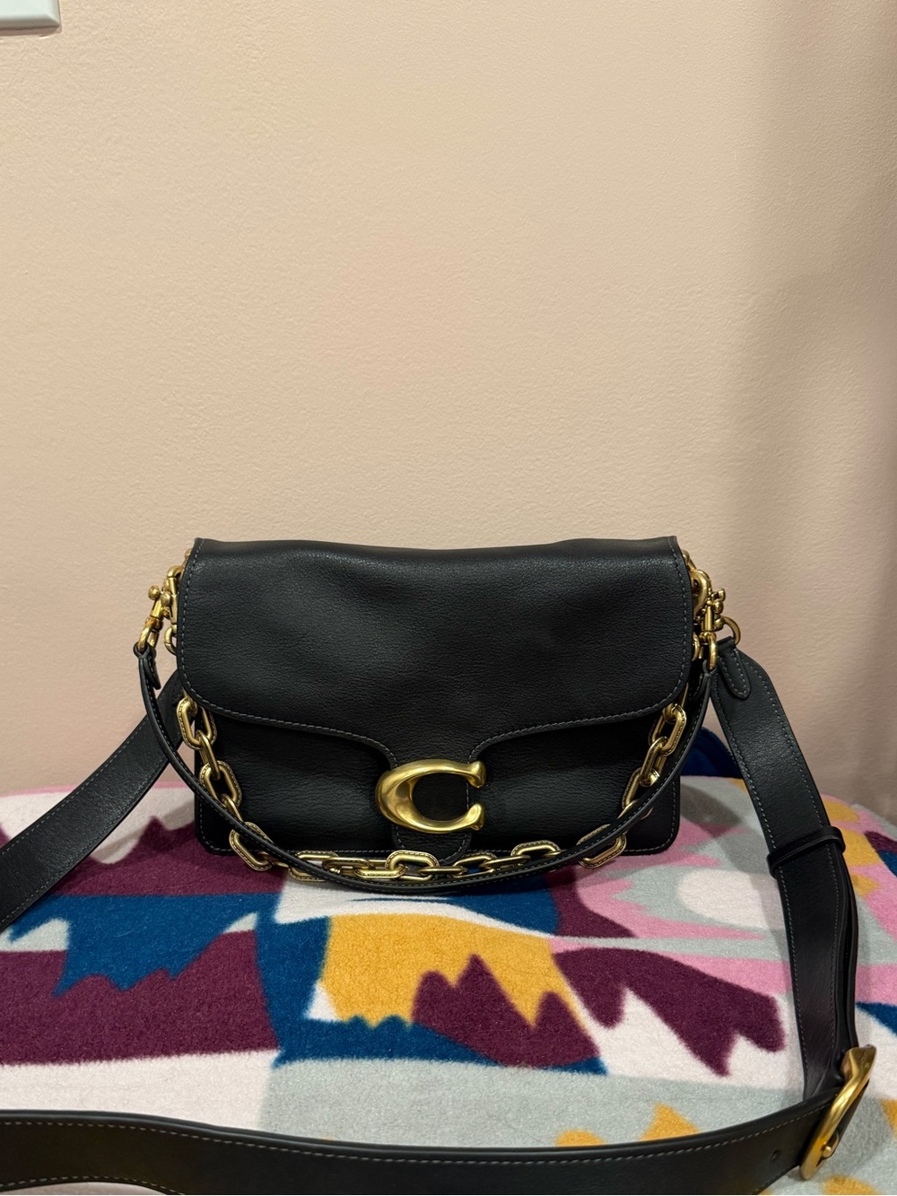Coach Black Leather Shoulder Tabby Bag